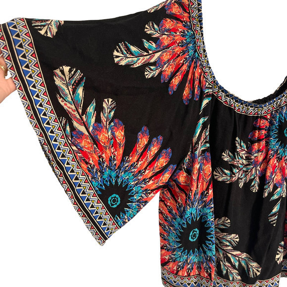 Free Market by Flying Tomato Size Medium Boho Tie-Die style Blouse Pre-Owned - Picture 2 of 5